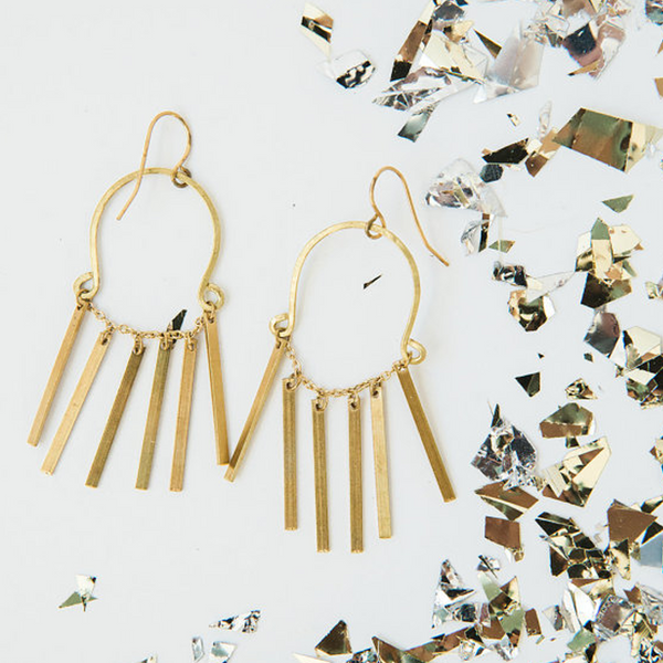 fringe earrings with glitter decor