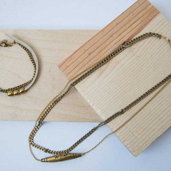 Petal to the Metal Brass Necklace with Bracelet